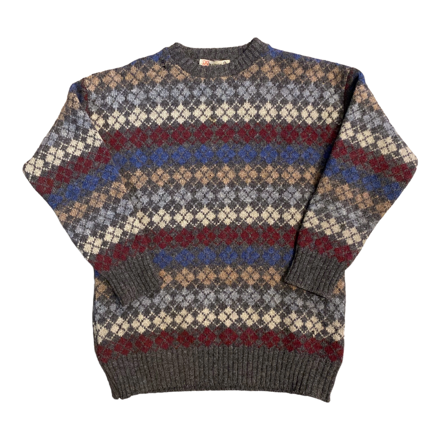 Argyle Wool Sweater L