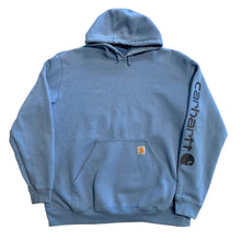 Load image into Gallery viewer, Blue Carhartt Spellout Hoodie XL
