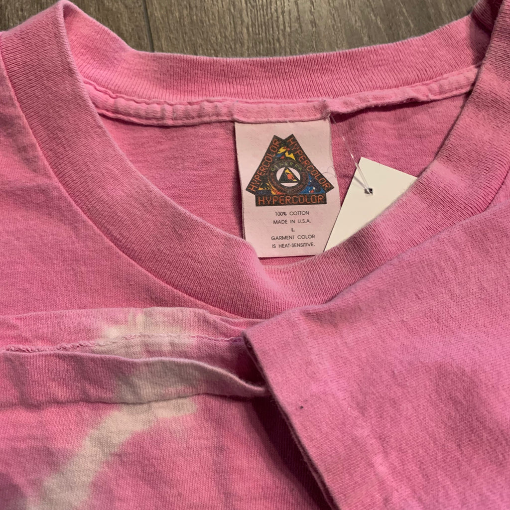 90s Pink Hypercolor Thermal Tee L