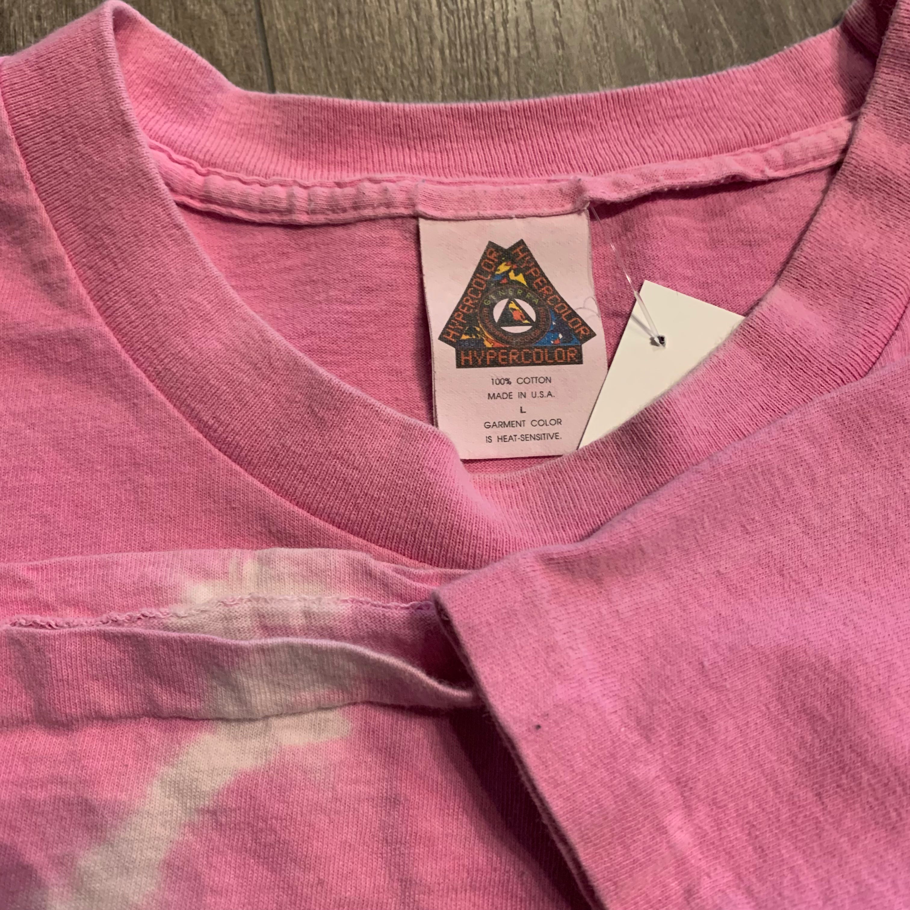 90s Pink Hypercolor Thermal Tee L
