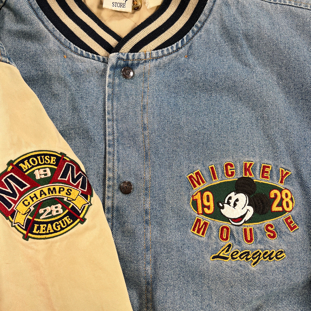 Vintage Disney Mickey Mouse league denim varsity jacket M/L