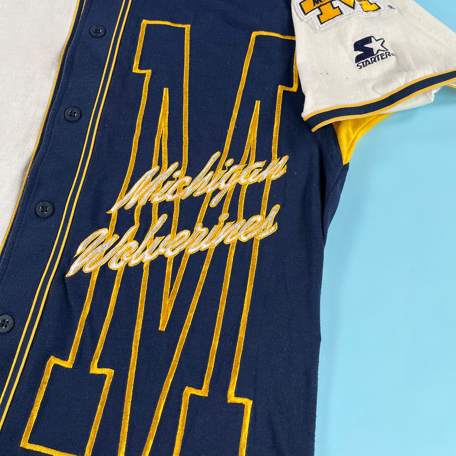 Vintage Michigan Wolverines Starter button up jersey L