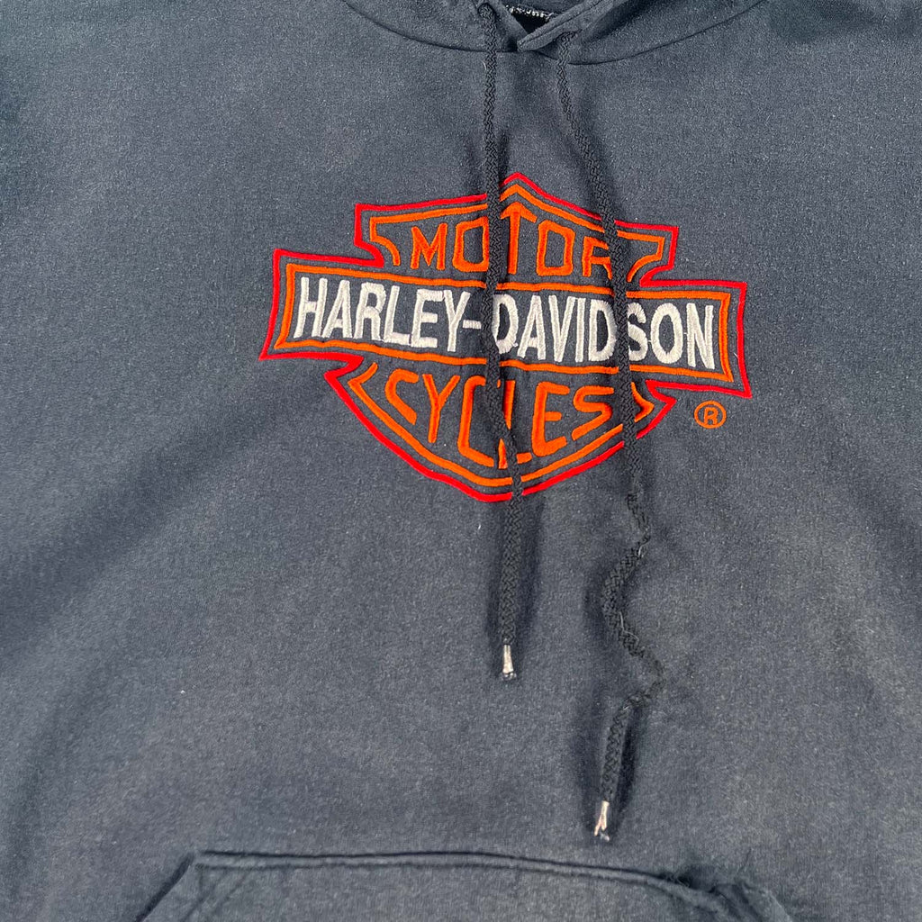 '90s Harley Davidson embroidered hoodie faded XL
