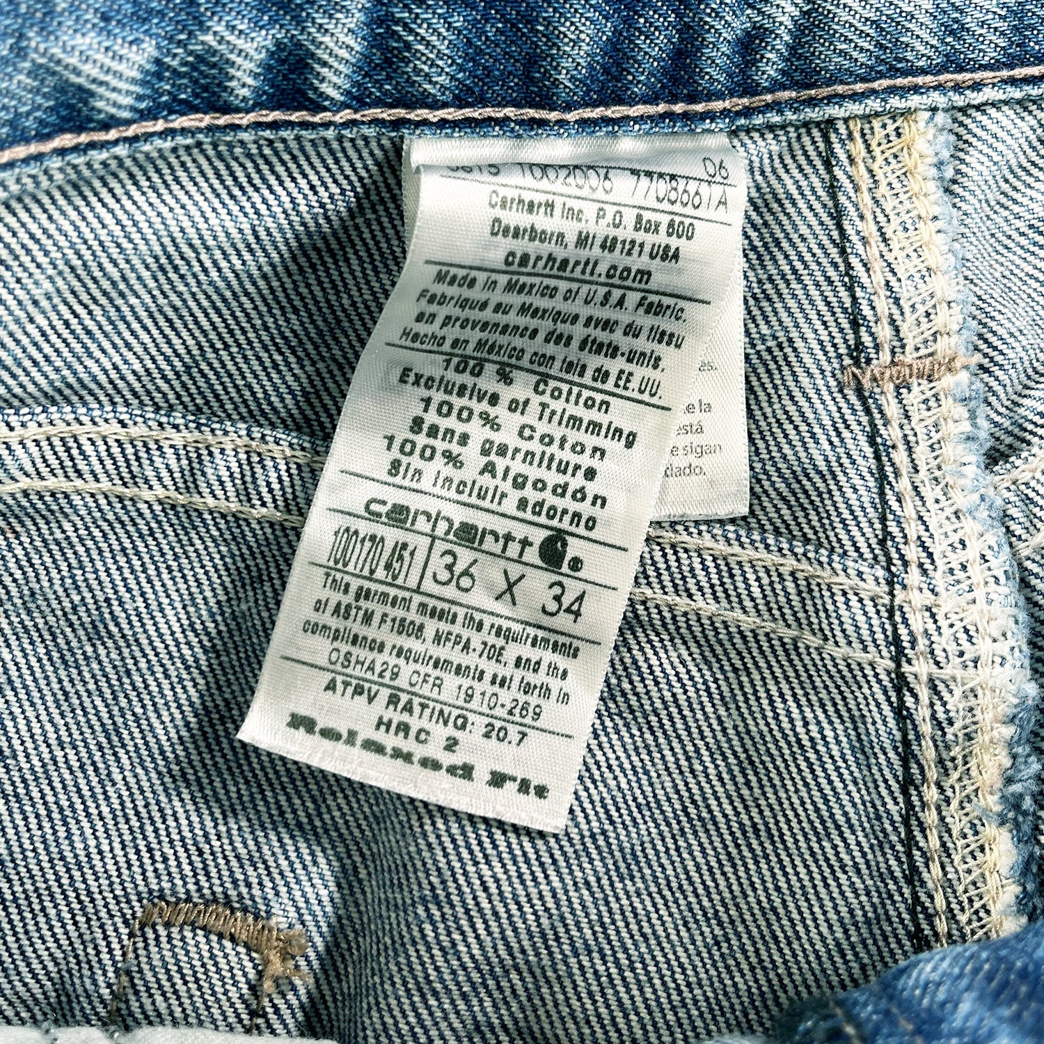Carhartt double-knee FR denim 36" x 34"