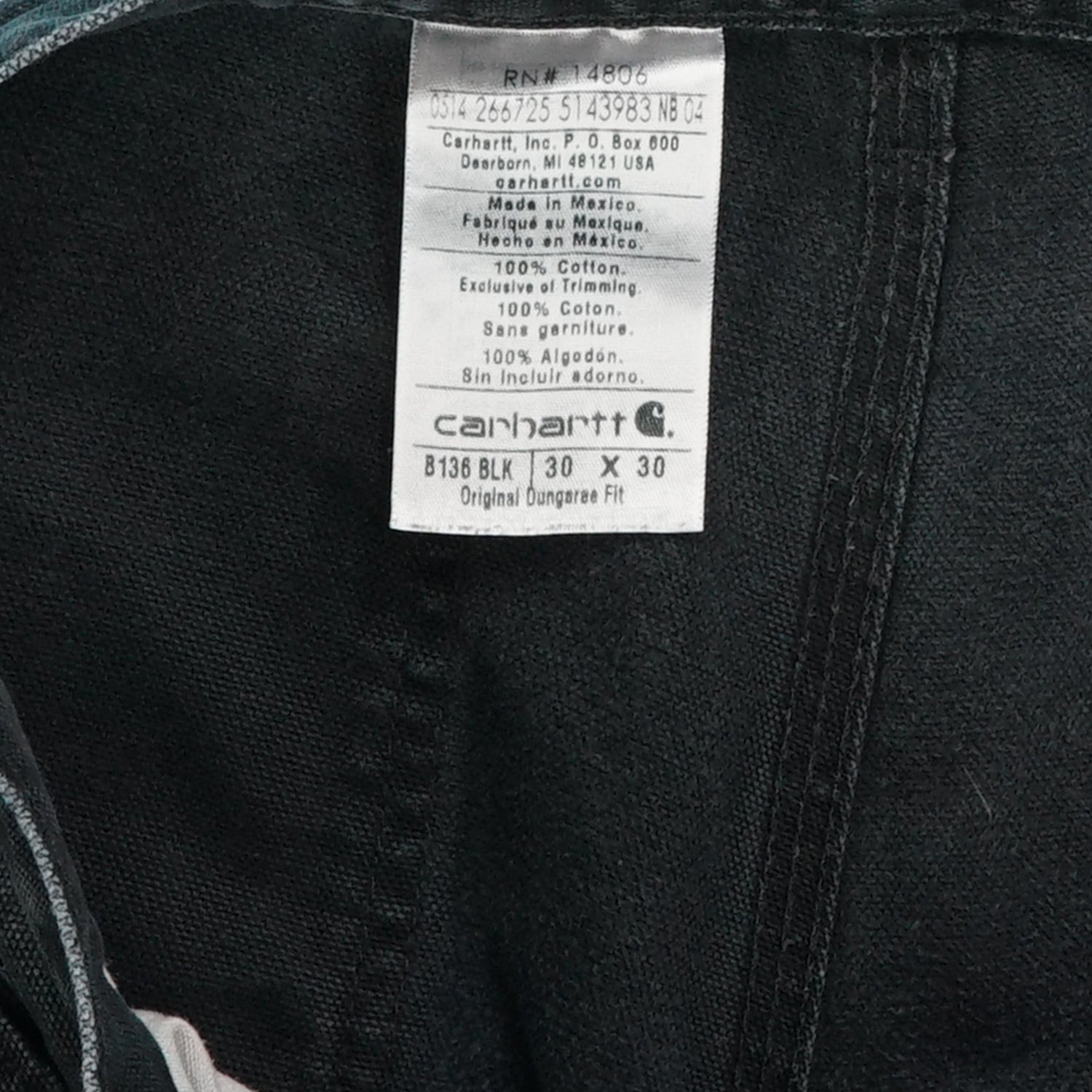 Carhartt double knee black 28" x 28.5"