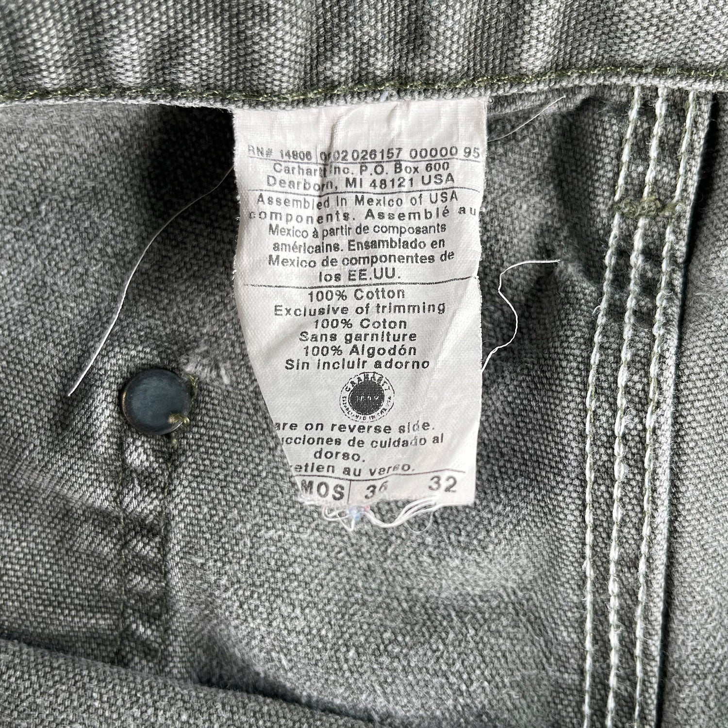 Carhartt double-knee faded denim 34" x 32"