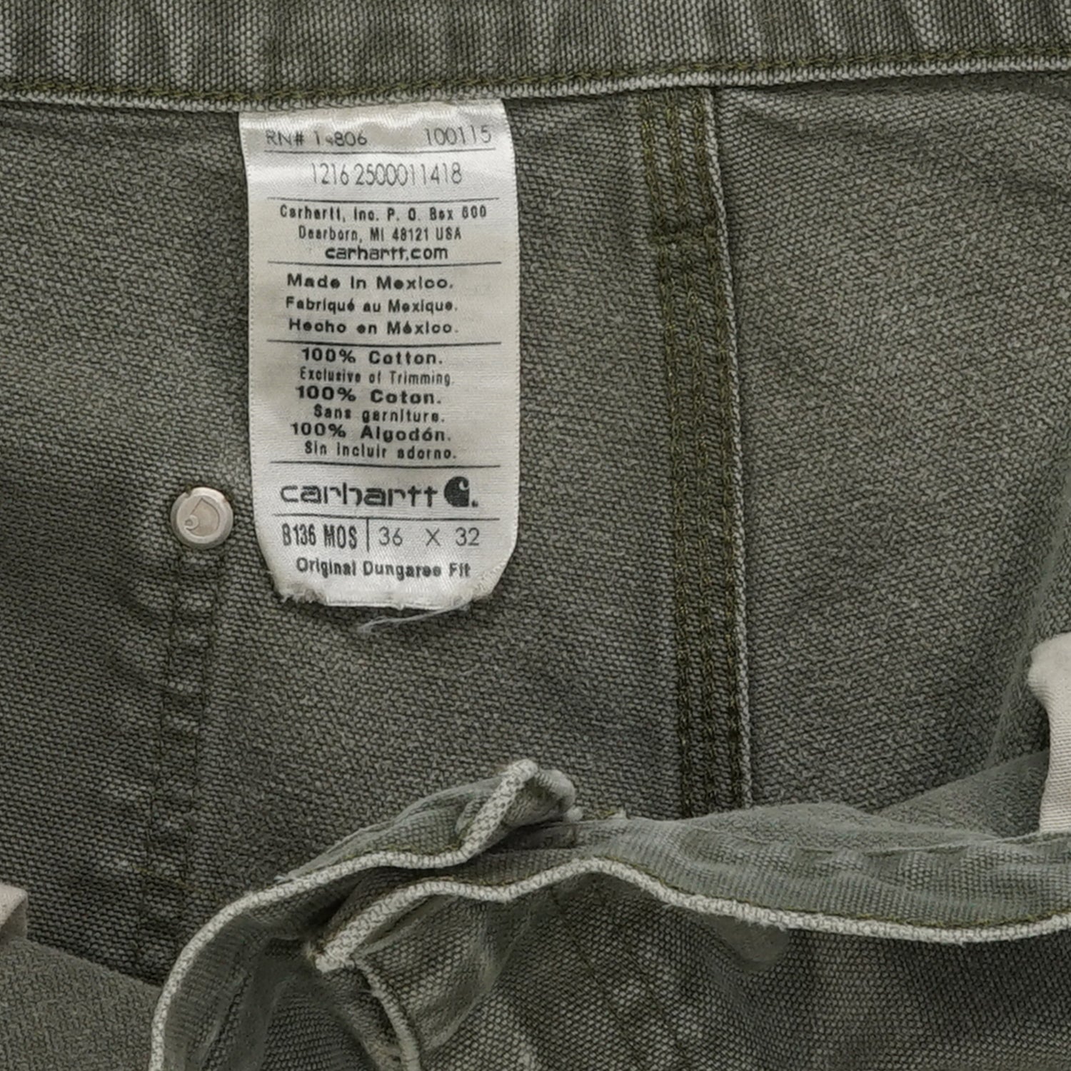 Carhartt double knee denim green 34" x 31"