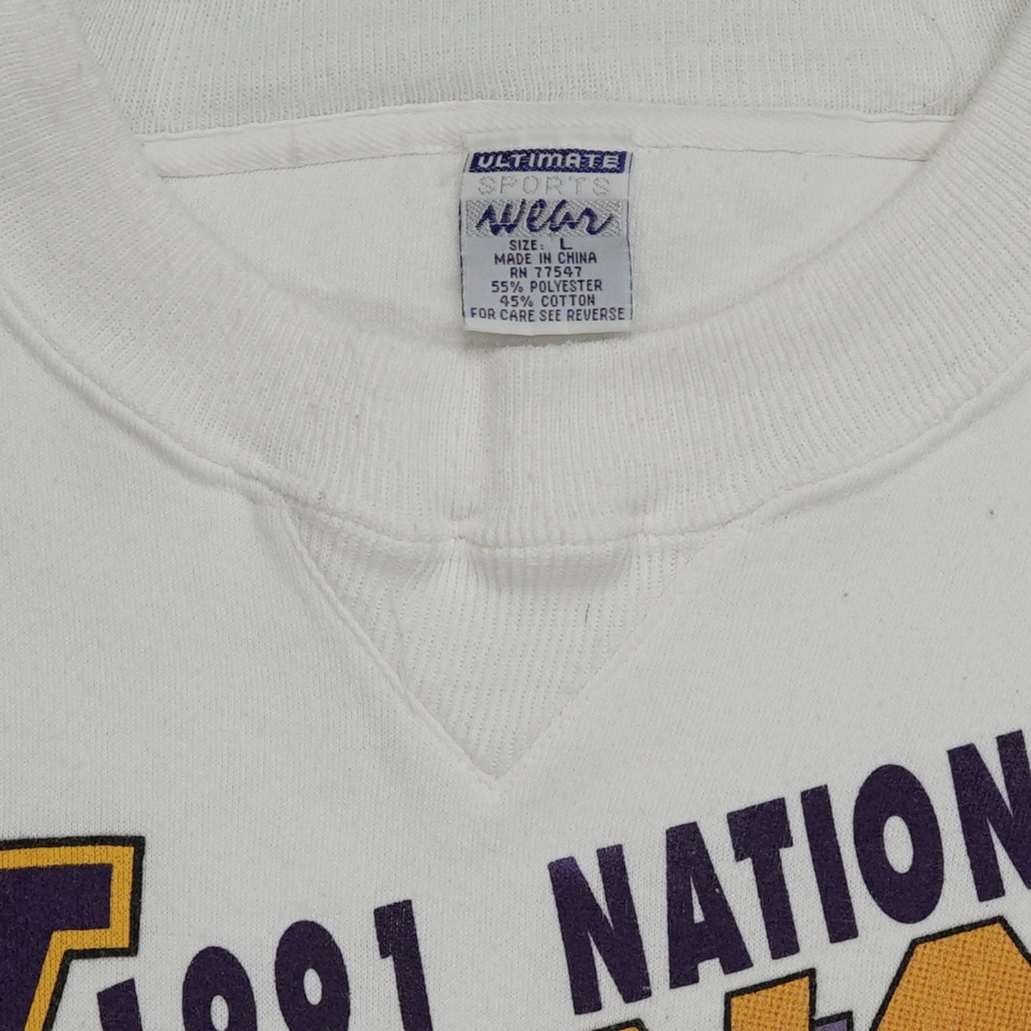 1991 National Champions Washington Huskies crewneck L