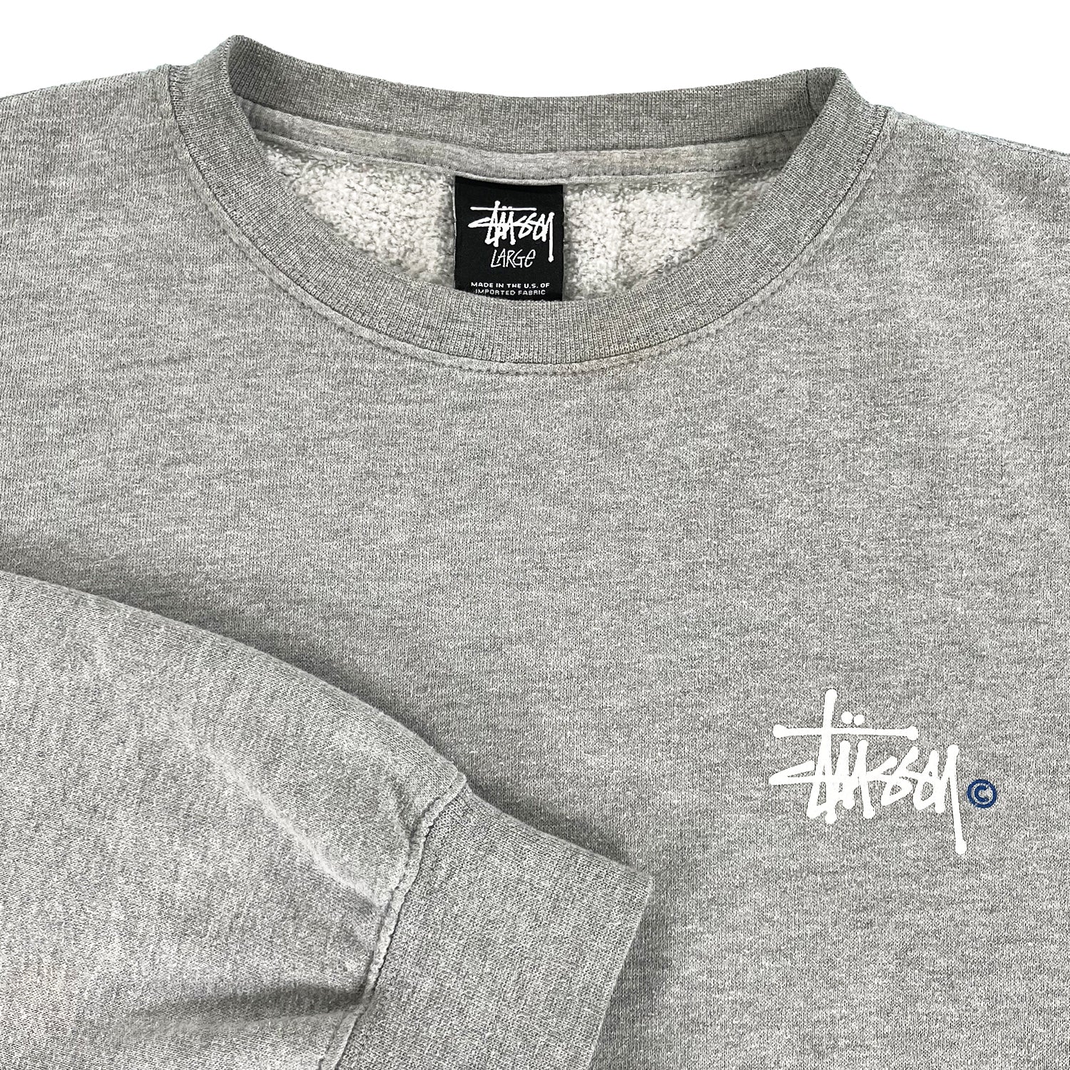 Stussy big logo grey crewneck L – Gone Again Vintage